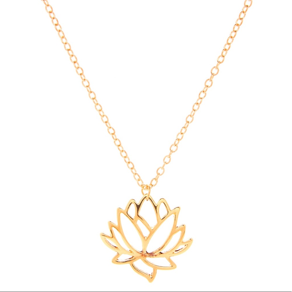 LOTUS • Dainty Lotus pendant Gold Necklace